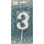 Свеча для торта Цифра 3 Серебряный 6см 1/12 1/120