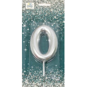 Свеча для торта Цифра 0 Серебряный 6см 1/12 1/120