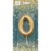 Свеча для торта Цифра 0 Золотой 6см 1/12 1/120