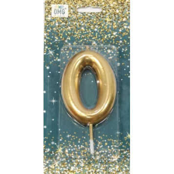 Свеча для торта Цифра 0 Золотой 6см 1/12 1/120