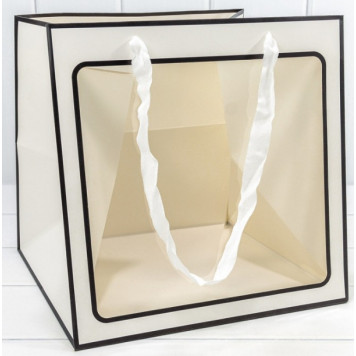 Пакет подарочный с окошком Белый/Чёрный 30*30*30 210г 1/20 1/120