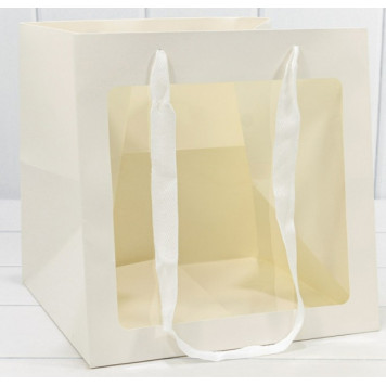 Пакет подарочный с окошком Белый 25*25*25 210г 1/20 1/240