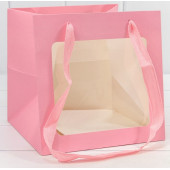 Пакет подарочный с окошком Розовый 20*20*20 210г 1/20 1/360