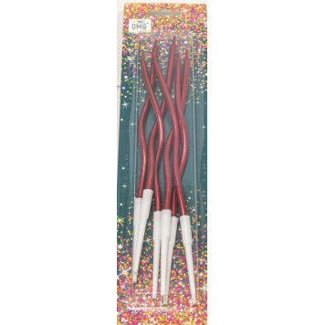 Свечи для торта набор "Спираль" 13см Красный 1/12 1/432