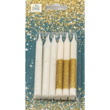 Свечи для торта набор (12 шт.) 8см (микс 9) 1/12 1/144