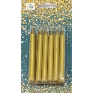 Свечи для торта набор (12 шт.) 8см Золотой 1/12 1/144