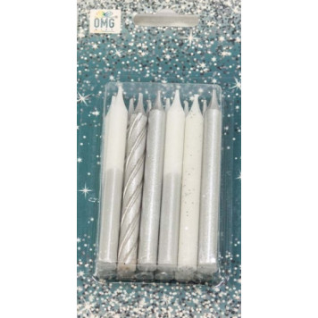 Свечи для торта набор (12 шт.) 8см (микс 18) 1/12 1/144