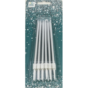 Свечи для торта набор 10см Серебряный 1/12 1/288