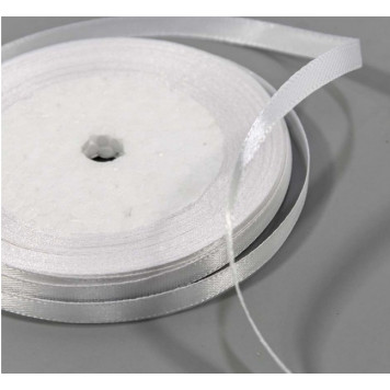 Лента Атласная Сатин 0,6см*25ярд Белый 1/10 1/1200