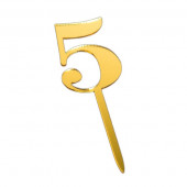 Топпер Цифра 5 золото 5,5*8см
