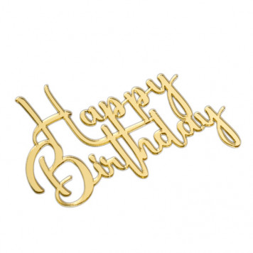Топпер без шпажки Happy Birthday №1 золотой 8*6см