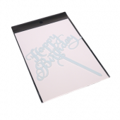 Топпер "Happy Birthday, каллиграфия" голубой 8*14 см