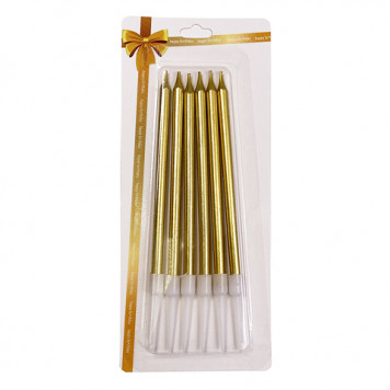 Свечи для торта Классика Золото 6шт, 10см