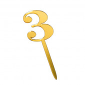 Топпер цифра 3 золото 3*5см