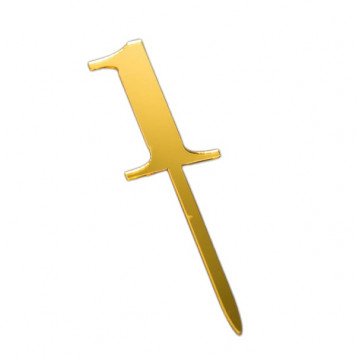 Топпер цифра 1 золото 3*5см