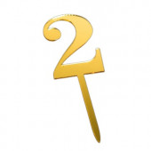 Топпер Цифра 2 золото 5,5*8см
