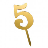 Топпер Цифра 5 золото 4,5*8см
