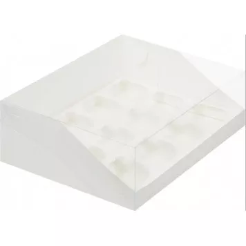 Коробка 12 капкейков 31*23*10 с прозрачной крышкой