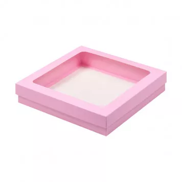 Коробка для клубники 20*20*4 розовая