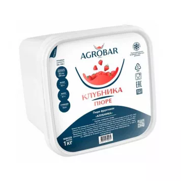 Пюре замороженное Агробар Клубника, 1кг